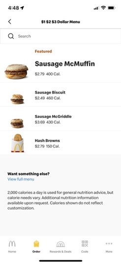 McDonald’s $1 $2 $3 Menu